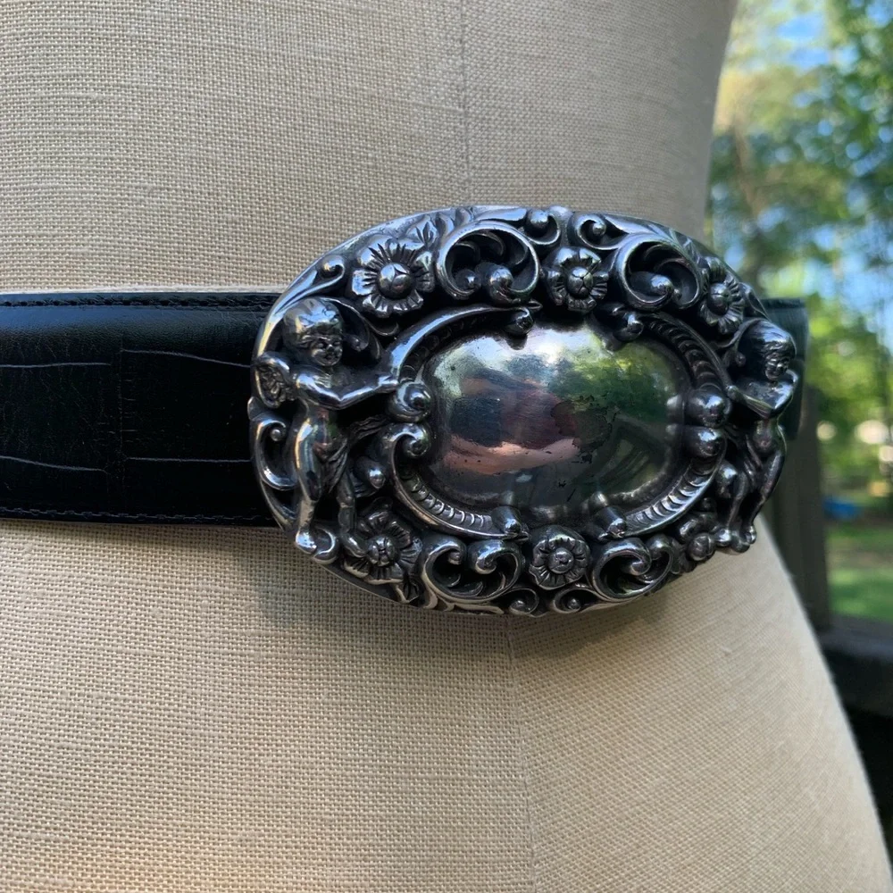 Vintage BrightonLeather Belt & Cherub Buckle